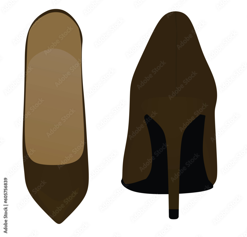 Sticker Brown  elegant shoe. vector illustration