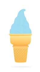 Blue  ice cream in cone, vector
