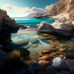 Stony beach panorama