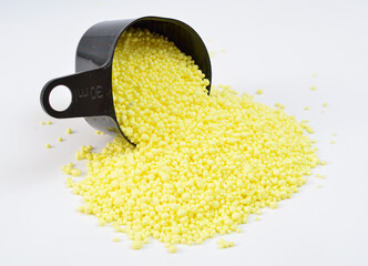 Granulated Sulfur or sulphur on white background
