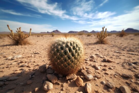 Prickly Beauty: Majestic Cactus Standing Tall in the Desert Landscape