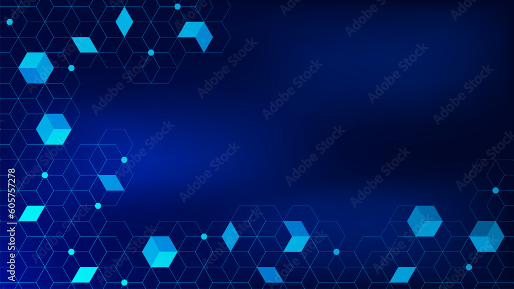 Poster abstract isometric digital blocks for blockchain and modern technology concept background.