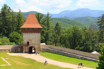 Naklejka premium A view of the defensive towers around of the Rasnov Citadel. Transylvania. Romania