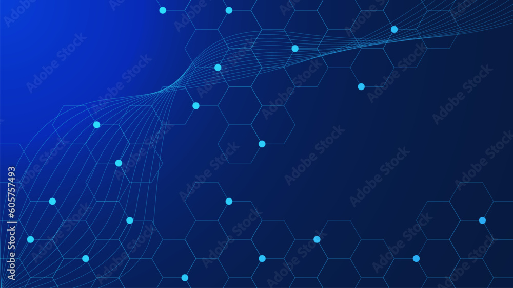 Poster abstract molecular structure and genetic engineering for health care and medicine background. hexago