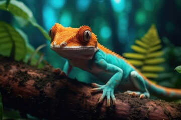 Vibrant Gecko in the Jungle: Exploring Complementary Colors