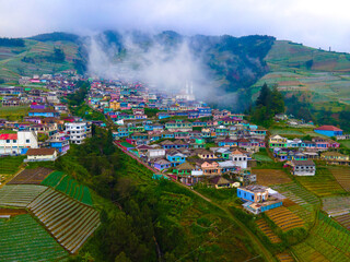 World photography day: view of the village of the mountains. Temanggung, Indonesia.