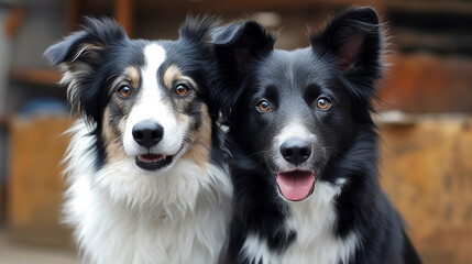 Fototapeta premium border collie dog spring portrait in green fields