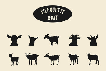 Goat silhouettes, Goat vector silhouette