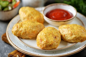 Dietary chicken cutlets baked in the oven