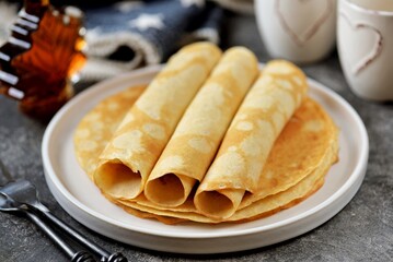 Healthy homemade oatmeal pancakes. Healthly food.
