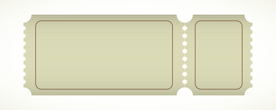 Simple vector ticket template illustration. Recreation trip voucher music festival concert layout concept Isolated