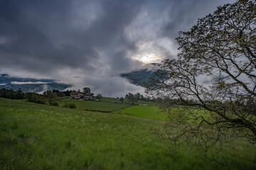 clouds over field