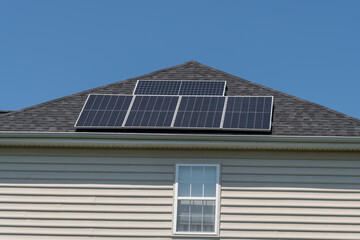 Fototapeta premium new solar panels installed on the roof