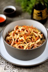 Glass noodles with squid and vegetables