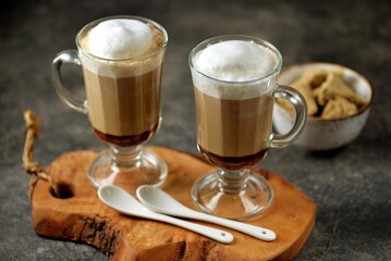 Delicious homemade latte drink with halva.