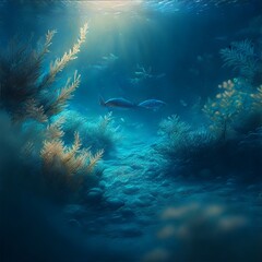 Fototapeta na wymiar underwater view of a coral reef, generation ai
