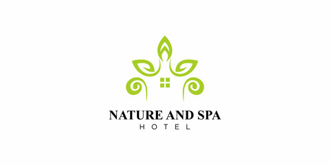 Nature Spa Hotel Vila Home Logo Design Template. Icon Symbol Vector EPS 10