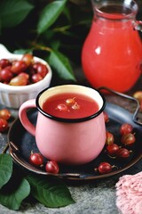 Homemade thick compote from organic gooseberries.