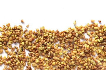 Healthy buckwheat tea isolated on white background