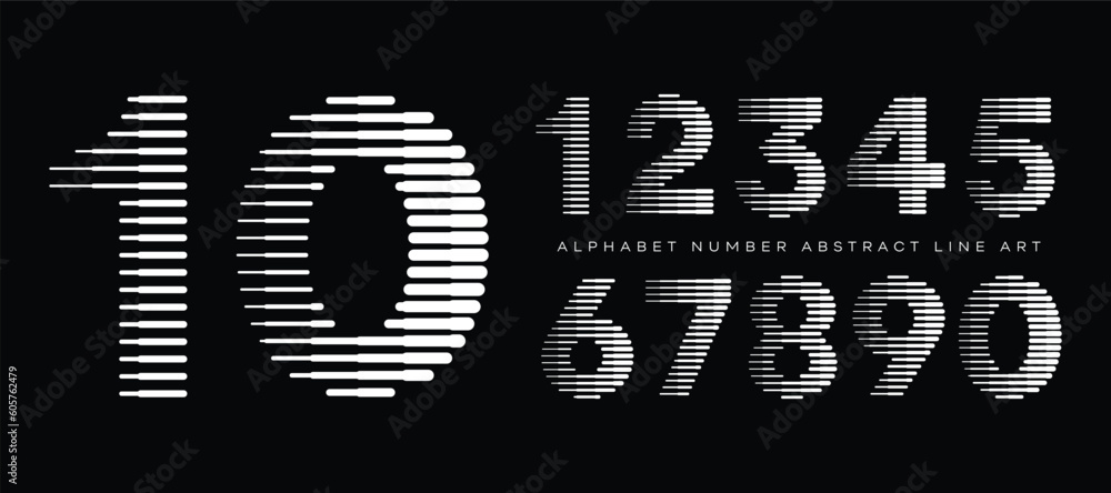 Aufkleber number font with line pattern