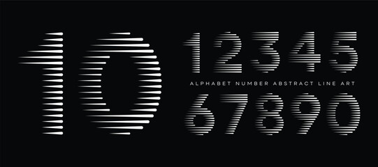 Number Font with Abstract Line Pattern