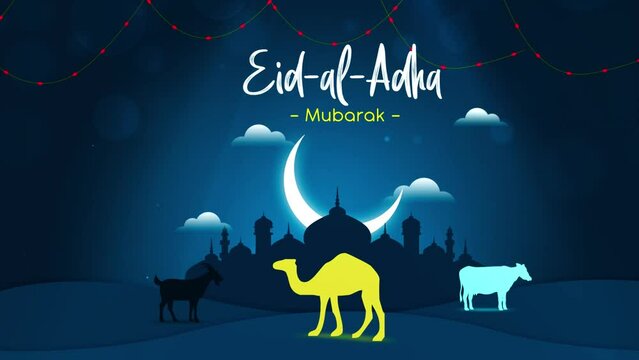 Eid Al Adha greetings background 4k looping 

