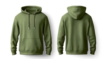 Blank green male hoodie sweatshirt long sleeve. Generative ai - obrazy, fototapety, plakaty