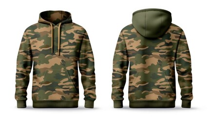 Blank camouflage male hoodie sweatshirt long sleeve. Generative ai