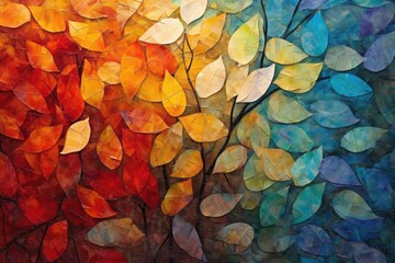 autumn leaves background - created with generative ai - obrazy, fototapety, plakaty