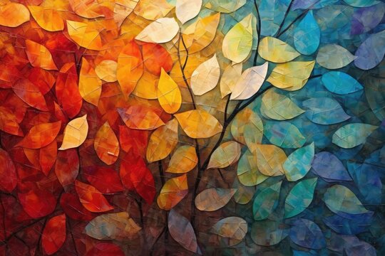 autumn leaves background - created with generative ai