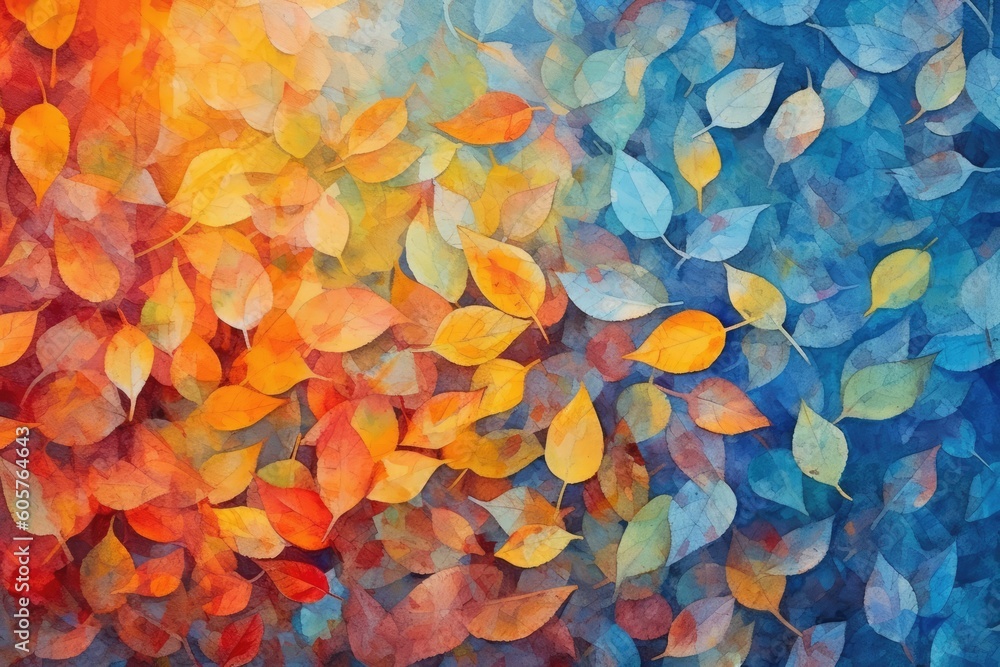 Wall mural autumn leaves background - created with generative ai