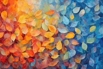 autumn leaves background - created with generative ai - obrazy, fototapety, plakaty