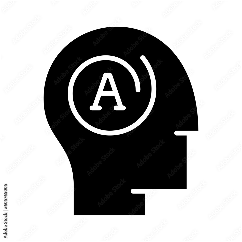 Poster solid vector icon for iq test which can be used various design projects.