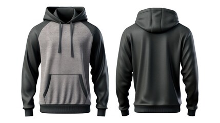 Blank grey male hoodie sweatshirt long sleeve. Generative ai