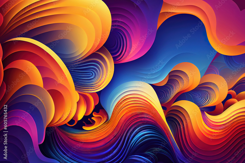Poster abstract modern color gradients with colorful psychic waves. generative ai