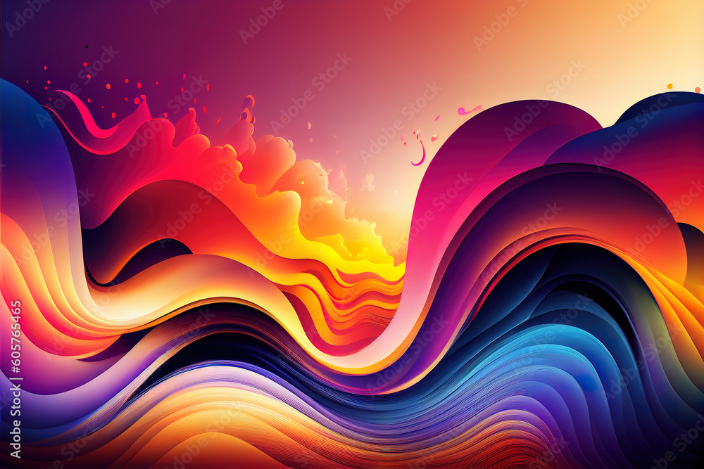 Aufkleber abstract modern color gradients with colorful psychic waves. generative ai