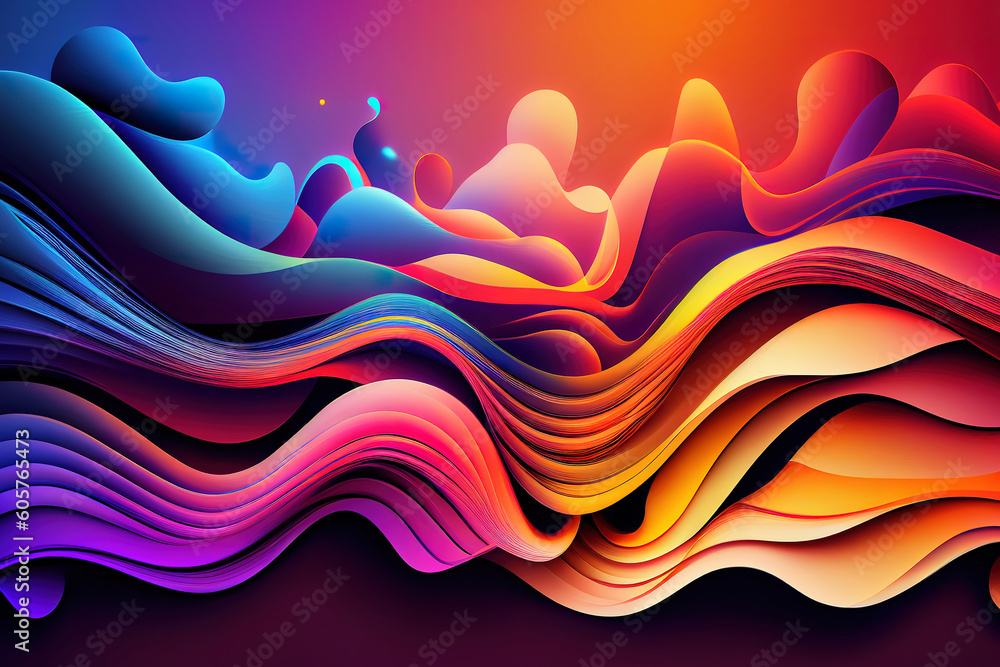 Aufkleber abstract modern color gradients with colorful psychic waves. generative ai