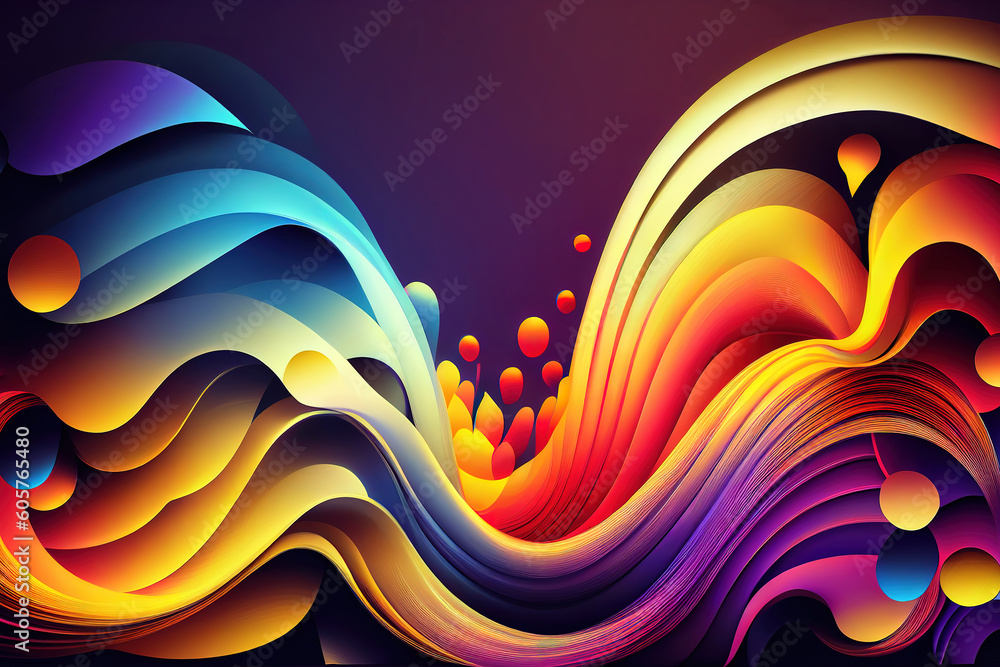 Poster abstract modern color gradients with colorful psychic waves. generative ai