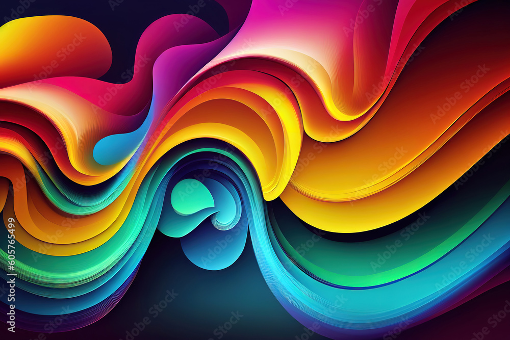 Poster abstract modern color gradients with colorful psychic waves. generative ai