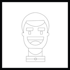 Simple flat smiling boy outline character design in illustrator.