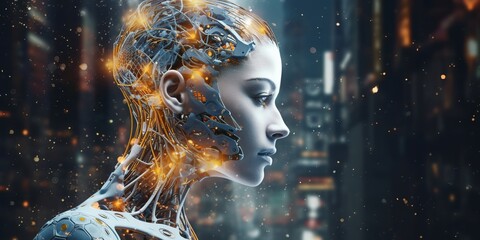 Modern artificial intelligence assistant in business, a great design for all purposes.
