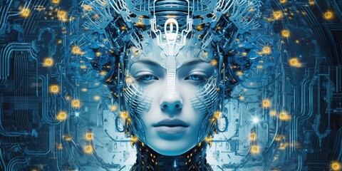 Modern artificial intelligence assistant in business, a great design for all purposes.