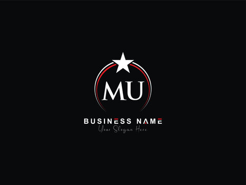 Simple MU Circle Logo, Lettering Mu um Logo Letter and Star Design