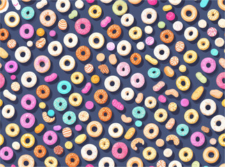 pattern of different donuts of different shapes