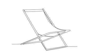 Fototapeta na wymiar Beach chairs for relaxing. Summer one-line drawing