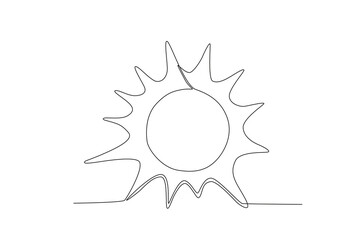 Summer hot sun. Summer one-line drawing