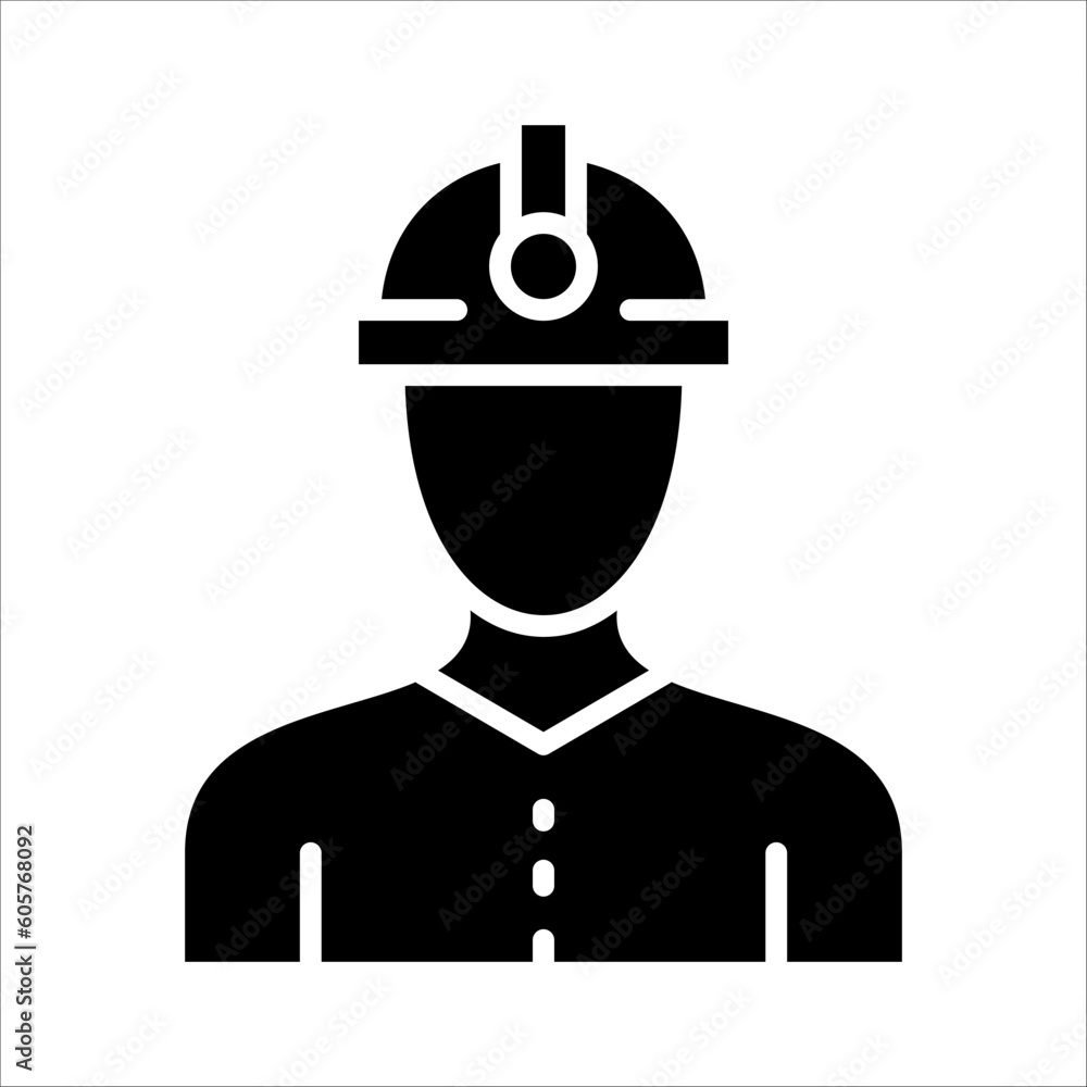 Poster solid vector icon for miner which can be used various design projects.