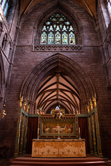 decorated stain glass windows corridor archway 