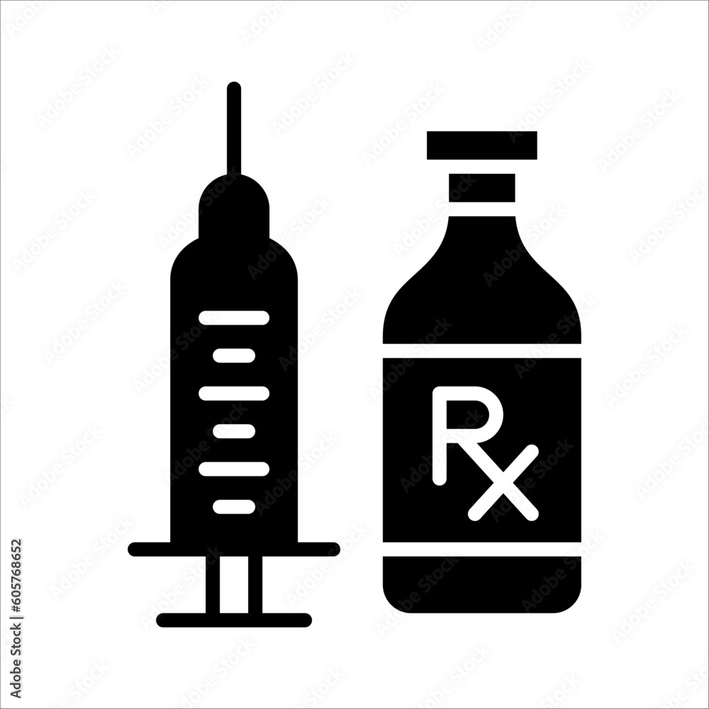 Poster solid vector icon for syringe which can be used various design projects.