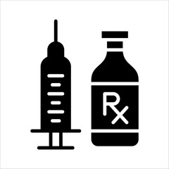 Solid vector icon for syringe which can be used various design projects.
